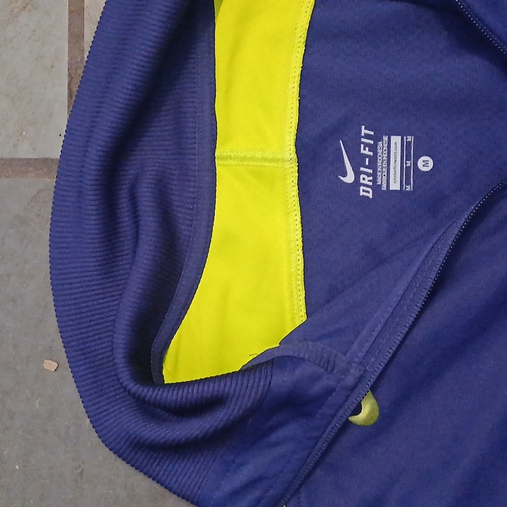 EUC Nike Dri Fit Royal Blue Jacket with Neon Green Accents Zipper Sweatshirt - Picture 2 of 4
